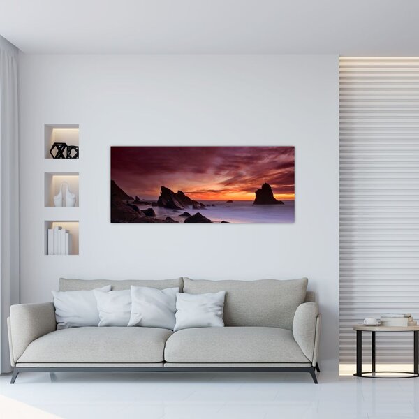 Slika zalaska sunca na obali (120x50 cm)