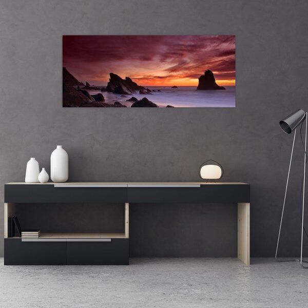 Slika zalaska sunca na obali (120x50 cm)
