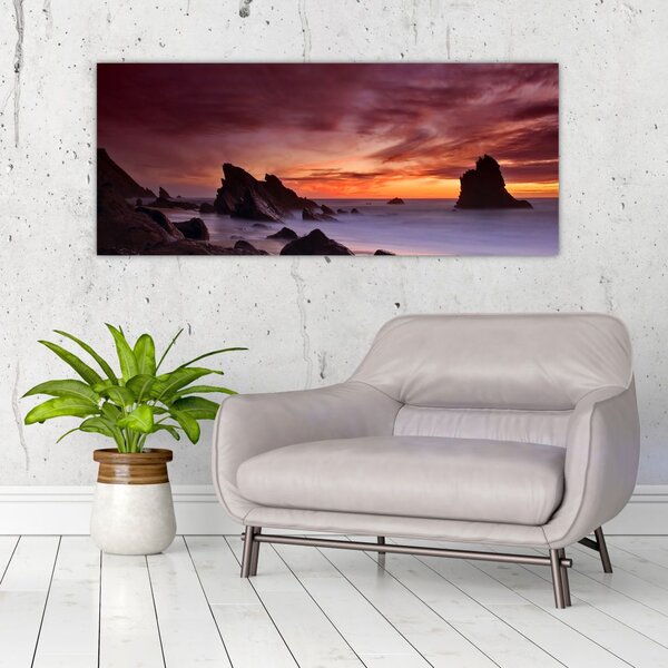 Slika zalaska sunca na obali (120x50 cm)