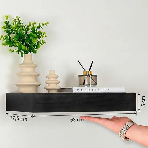Floatshelf™ Zidna Polica S Tajnim Pretincem (53 X 17,5 X 5 Cm), Crna