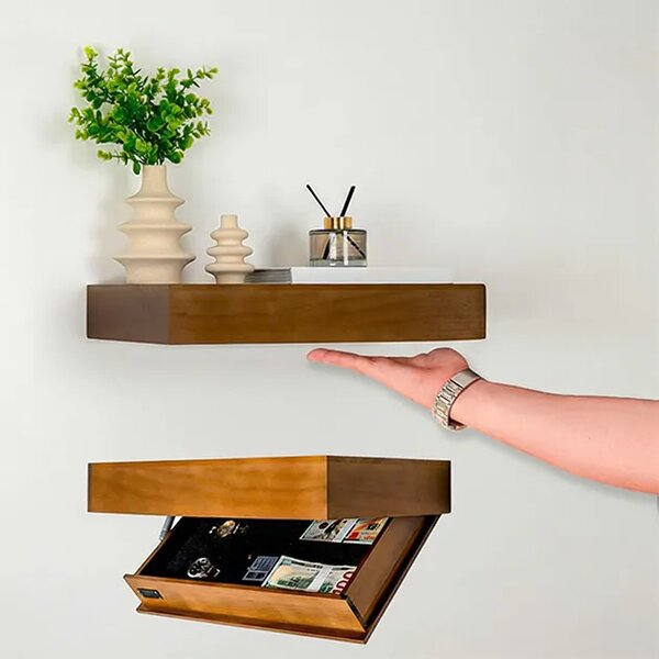 Floatshelf™ Zidna Polica S Tajnim Pretincem (53 X 17,5 X 5 Cm), Crna