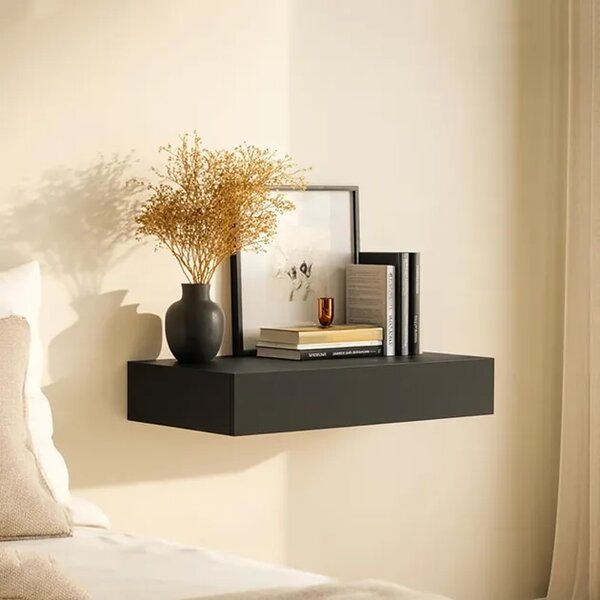Floatshelf™ Zidna Polica S Tajnim Pretincem (53 X 17,5 X 5 Cm), Crna