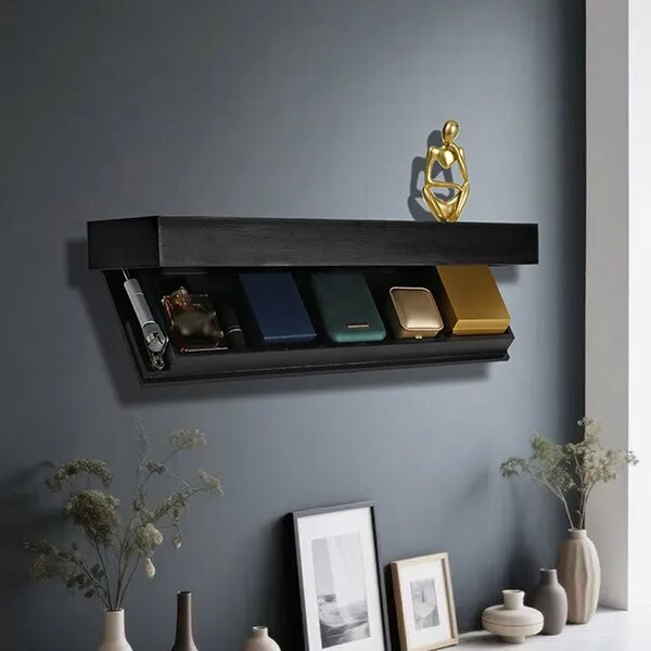 Floatshelf™ Zidna Polica S Tajnim Pretincem (53 X 17,5 X 5 Cm), Crna