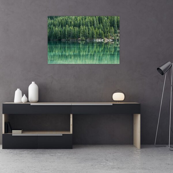 Slika - Četinari uz jezero (90x60 cm)