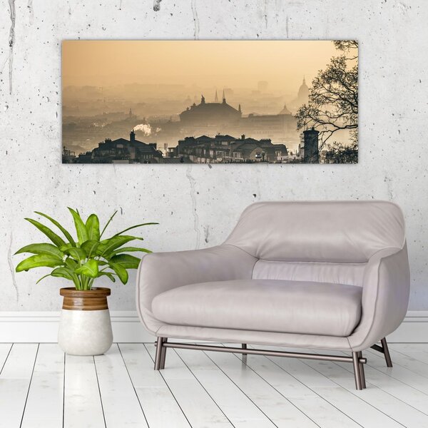 Slika - Grad pod maglom (120x50 cm)