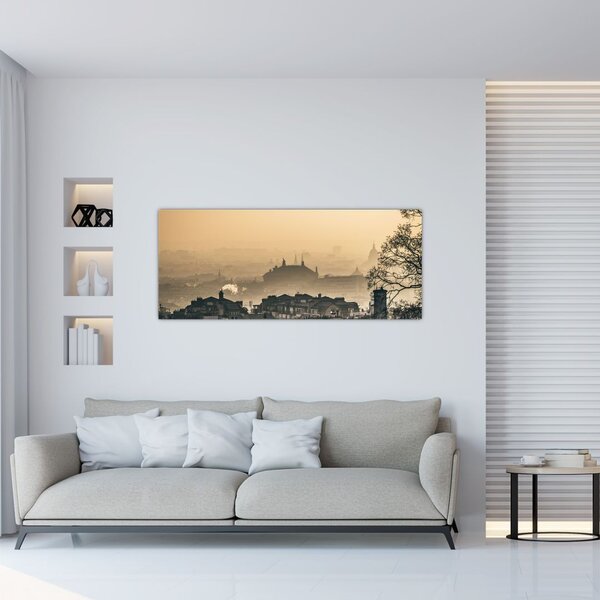 Slika - Grad pod maglom (120x50 cm)