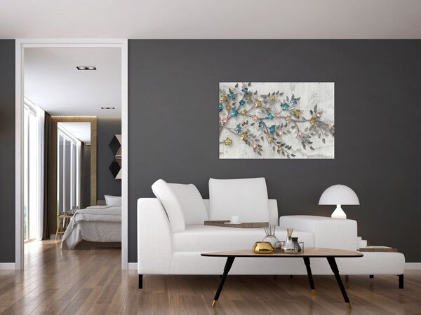 Slika- Na grani - apstrakcija (90x60 cm)
