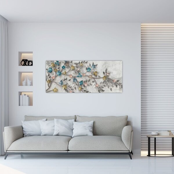 Slika- Na grani - apstrakcija (120x50 cm)