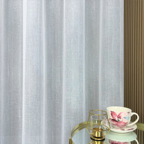 Tkanina za zavjese Batist Shimmer bijela vis. 3,30 m