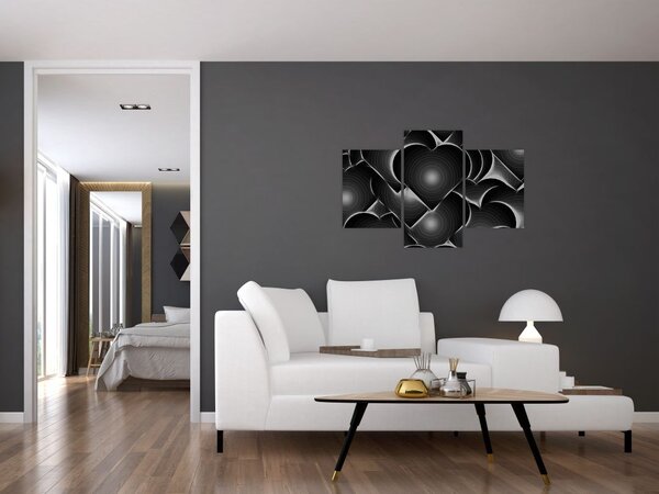 Slika crno-bijelih srca (90x60 cm)