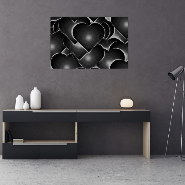 Slika crno-bijelih srca (90x60 cm)
