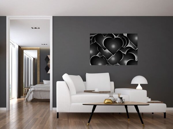 Slika crno-bijelih srca (90x60 cm)