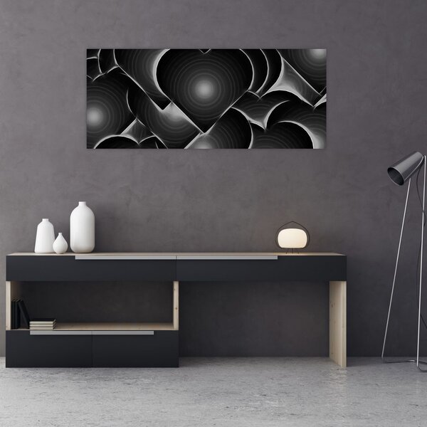 Slika crno-bijelih srca (120x50 cm)