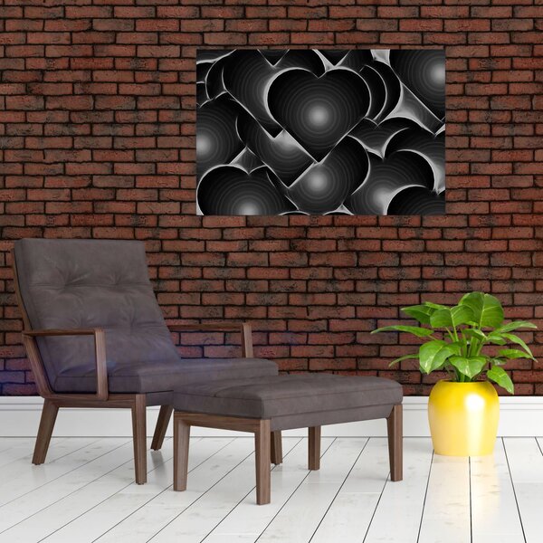 Slika crno-bijelih srca (90x60 cm)