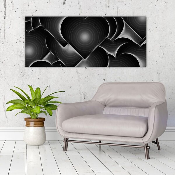 Slika crno-bijelih srca (120x50 cm)
