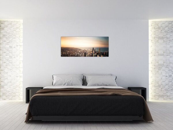 Slika zalaska sunca nad gradom (120x50 cm)
