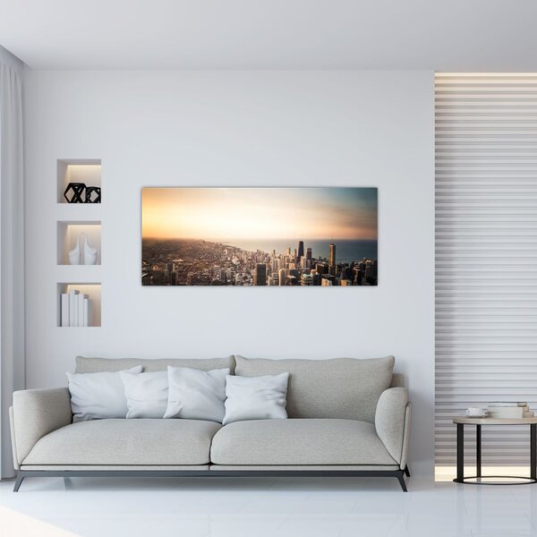 Slika zalaska sunca nad gradom (120x50 cm)