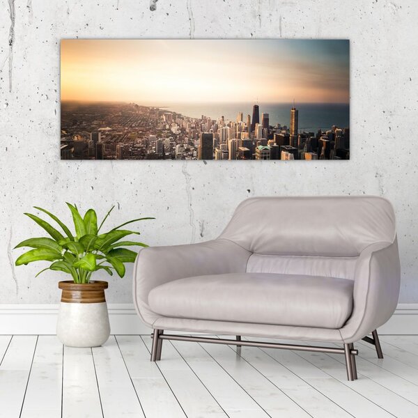 Slika zalaska sunca nad gradom (120x50 cm)