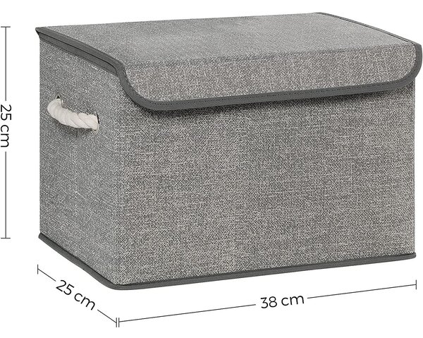 Kutije za pohranu s poklopcima, set od 3 komada, 38 x 25 x 25 cm, sive
