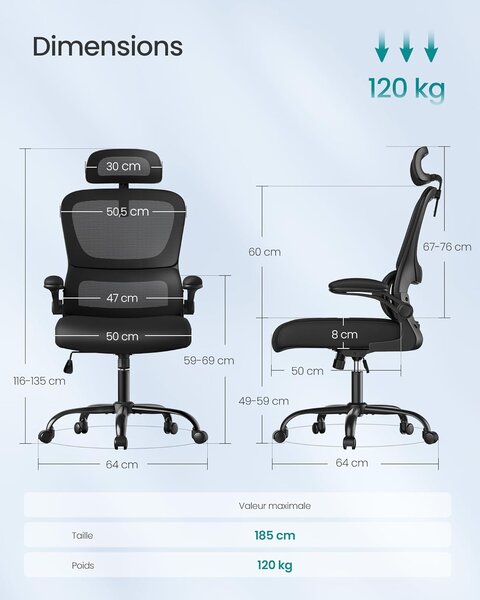 Uredska stolica, ergonomska mrežasta stolica, crna