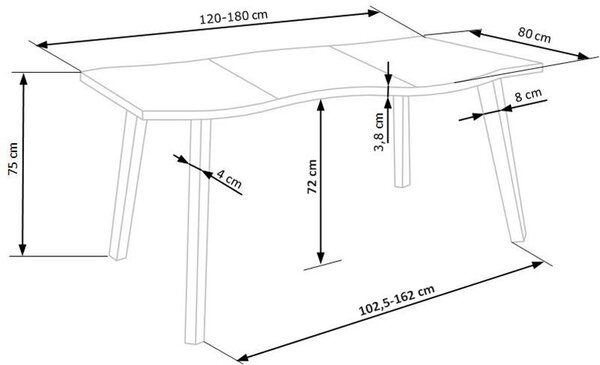 Blagovaonski stol- Dickhart 120 (prirodna + crna)