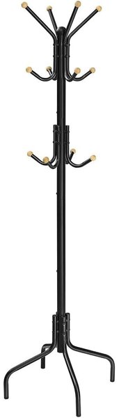 Stalak za odjeću, metalni s 12 kuka, 55 x 55 x 180 cm, crni