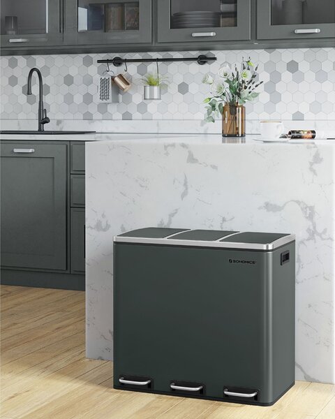 Kanta za odvajanje otpada SORT 54 l (3×18 l), antracit/srebrna SongmicsHome
