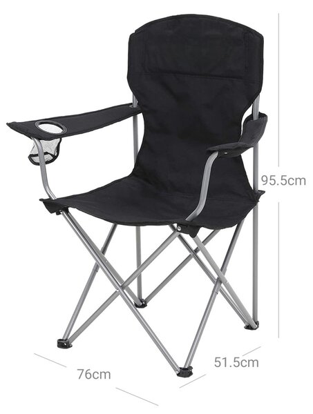 Kamp stolice NOMAD, set 2 kom, crna SongmicsHome