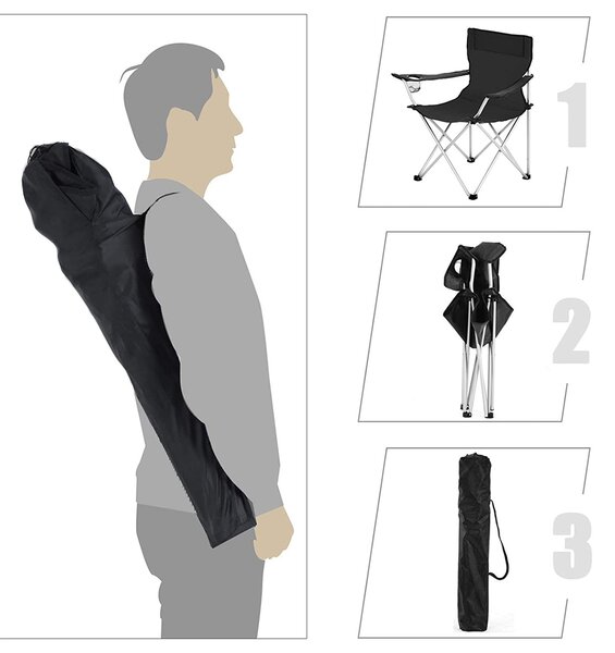 Kamp stolice ROVER, set 2 kom, crna SongmicsHome