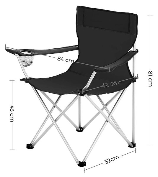 Kamp stolice ROVER, set 2 kom, crna SongmicsHome