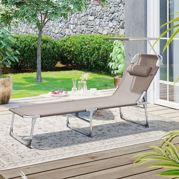 Vrtna ležaljka LAGUNA s podesivim sjenilom, 193x59x30cm, smeđe-siva (taupe) SongmicsHome