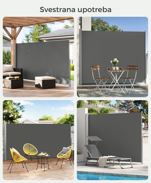 Bočna tenda HORIZON za terasu, 160x300cm, siva SongmicsHome