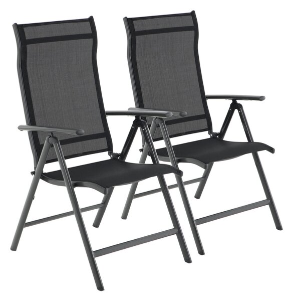 Vrtne stolice RIVIERA, set 2 kom, crna SongmicsHome