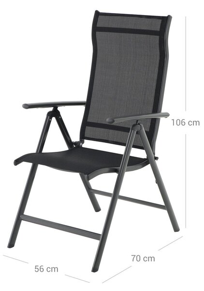 Vrtne stolice RIVIERA, set 2 kom, crna SongmicsHome