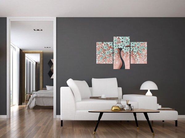 Slika - Pastelno plavi cvjetovi (90x60 cm)
