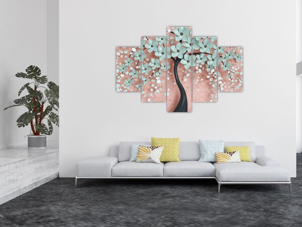 Slika - Pastelno plavi cvjetovi (150x105 cm)