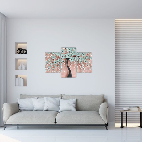 Slika - Pastelno plavi cvjetovi (90x60 cm)