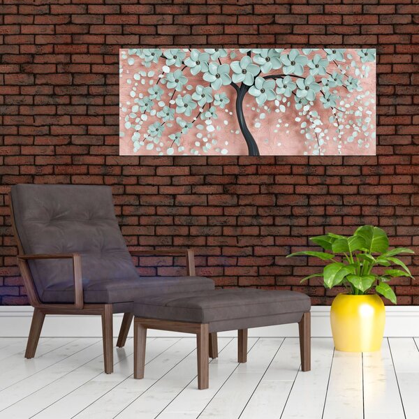 Slika - Pastelno plavi cvjetovi (120x50 cm)