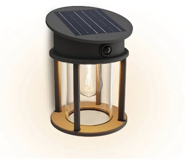 Geri OKRUGLA VANJSKA ZIDNA SOLARNA SVJETILJKA SA SENZOROM 3.2W 2700K CRNA 8720169361904