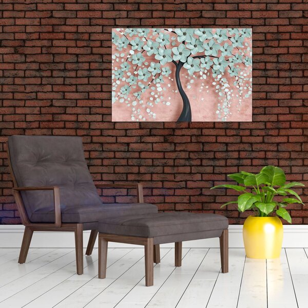 Slika - Pastelno plavi cvjetovi (90x60 cm)