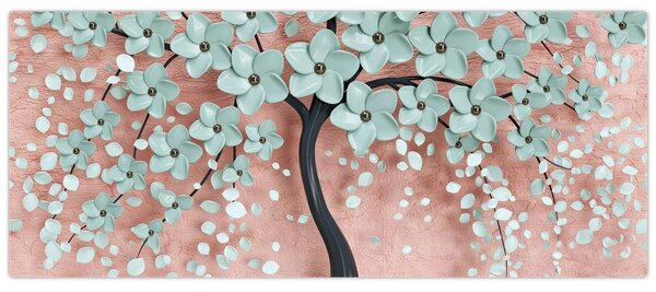 Slika - Pastelno plavi cvjetovi (120x50 cm)