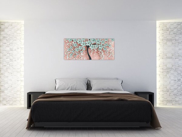 Slika - Pastelno plavi cvjetovi (120x50 cm)