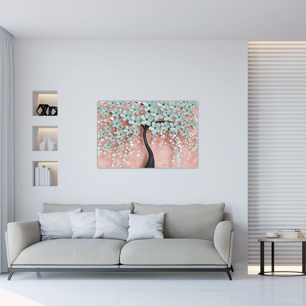 Slika - Pastelno plavi cvjetovi (90x60 cm)