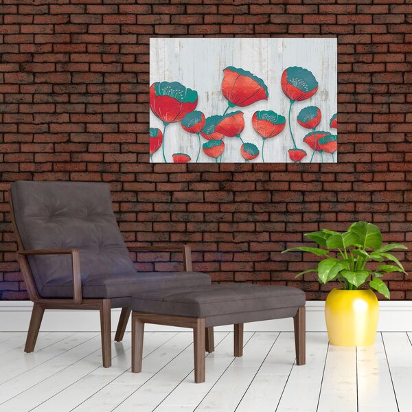 Slika - Makovi - petrolej (90x60 cm)