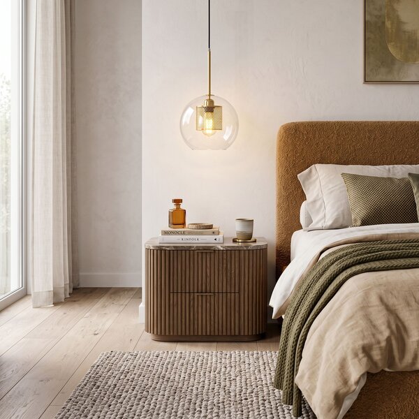 Staklena viseća svjetiljka zlatna Loft APP555-1CP 25cm