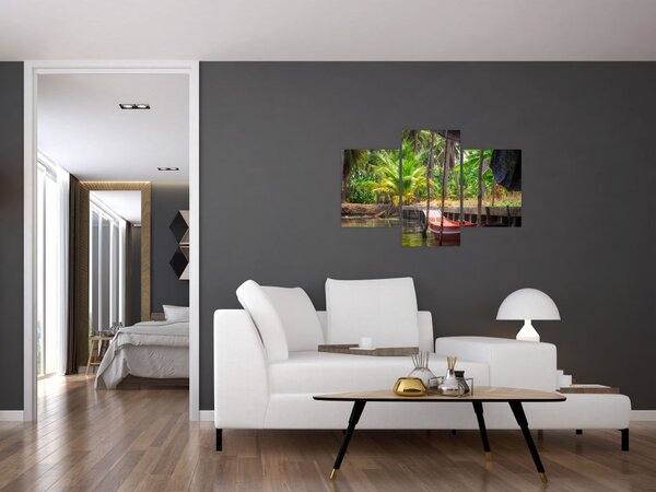 Slika - Drveni čamac na kanalu, Tajland (90x60 cm)