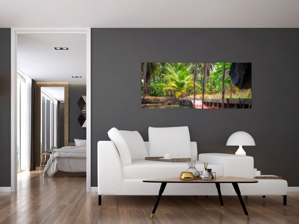 Slika - Drveni čamac na kanalu, Tajland (120x50 cm)