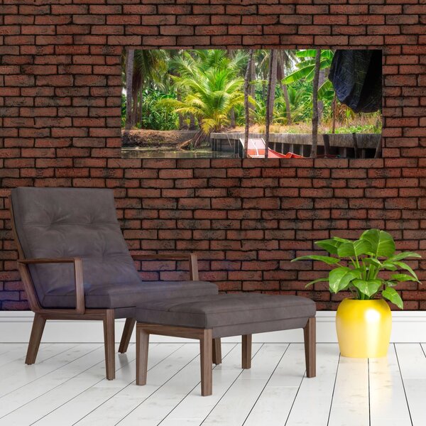 Slika - Drveni čamac na kanalu, Tajland (120x50 cm)