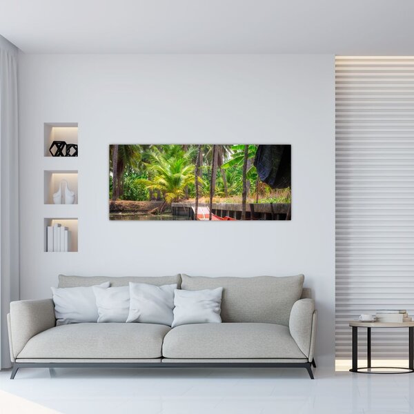 Slika - Drveni čamac na kanalu, Tajland (120x50 cm)