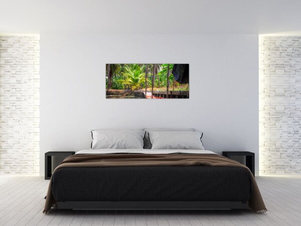 Slika - Drveni čamac na kanalu, Tajland (120x50 cm)
